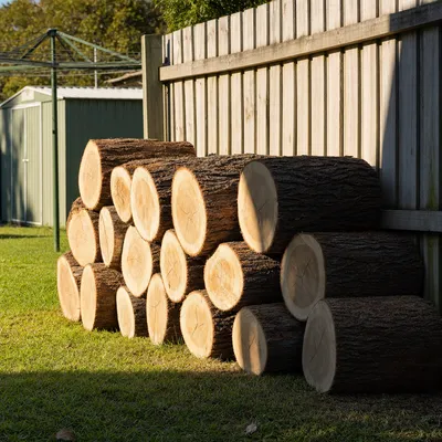Hardwood cut into firewood rounds, Launceston